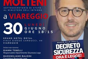 &quot;Viareggio: il Sottosegretario all&#039;Interno Molteni della Lega a Viareggio per parlare di sicurezza. Appuntamento al Grand Hotel Royal il 30 giugno.&quot;