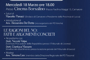 "Camaiore per il NO al Referendum 22 - 23 Marzo": iniziativa il 18 Marzo presso il cinema Borsalino