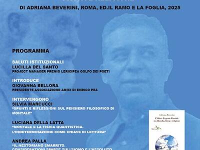 "Oltre : Montale tra filosofia, fisica e spiritualità". Il libro di Adriana Beverini sarà presentato a Villa Bertelli, mercoledì 3 dicembre