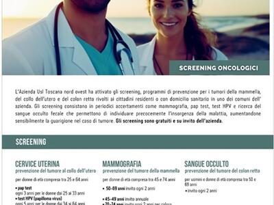 Open Day per la prevenzione: l’Azienda USL Toscana nord ovest promuove gli screening oncologici