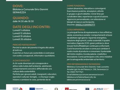 Bibliocare: corso su ambiente e salute a Seravezza Iscrizioni aperte fino al 1° ottobre