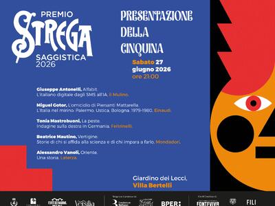 Il Premio Strega per la prima volta a Villa Bertelli, sabato 27 giugno
