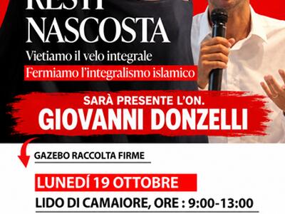 “Nessuna resti nascosta”: la campagna contro l'integralismo islamico arriva a Lido di Camaiore con l’onorevole Giovanni Donzelli