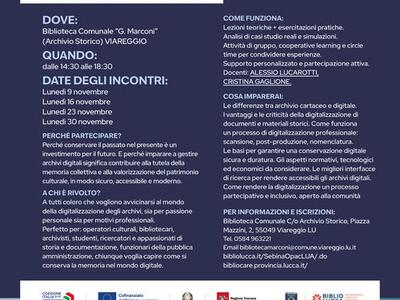 Bibliocare: dalla carta al digitale: a Viareggio il corso gratuito per custodire la memoria del futuro