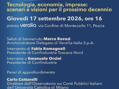 Le sfide dei prossimi 10 anni all'Assemblea pubblica di Confindustria Toscana Nord