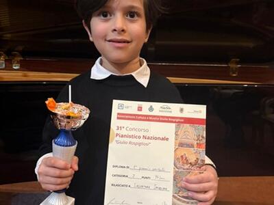 Il piccolo "enfant prodige" di Altopascio incanta ancora: Salvatore Saudino vince il primo premio assoluto al Concorso Nazionale "Giulio Rospigliosi"