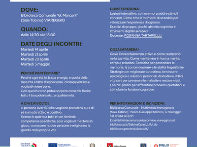 Memoria, salute e vitalità: a Viareggio il corso gratuito sull'invecchiamento attivo