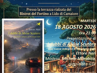 “Racconti Sospesi” non va in ferie: martedì 18 agosto Ettore Neri presenta “I dubbi di Alvise Scutaro”